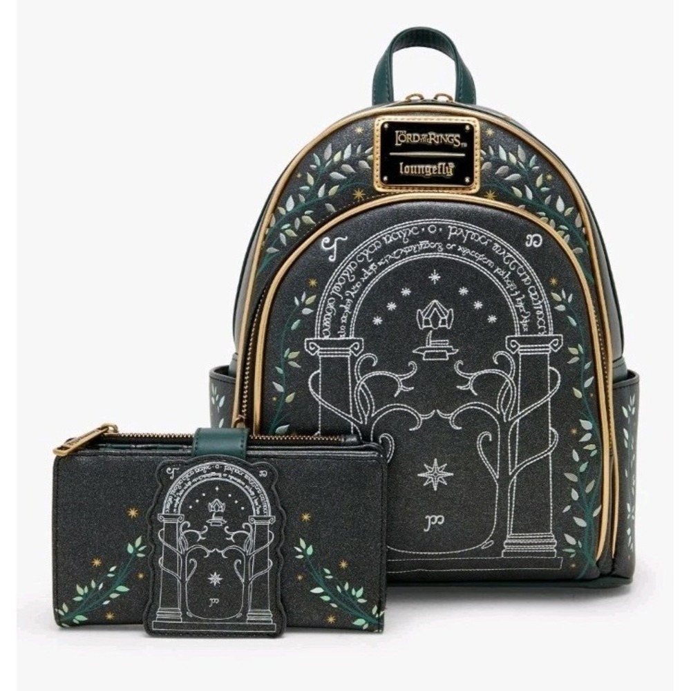 Loungefly The Lord of the Rings Doors of Durin Glow-in-the-Dark Backpack WALLET